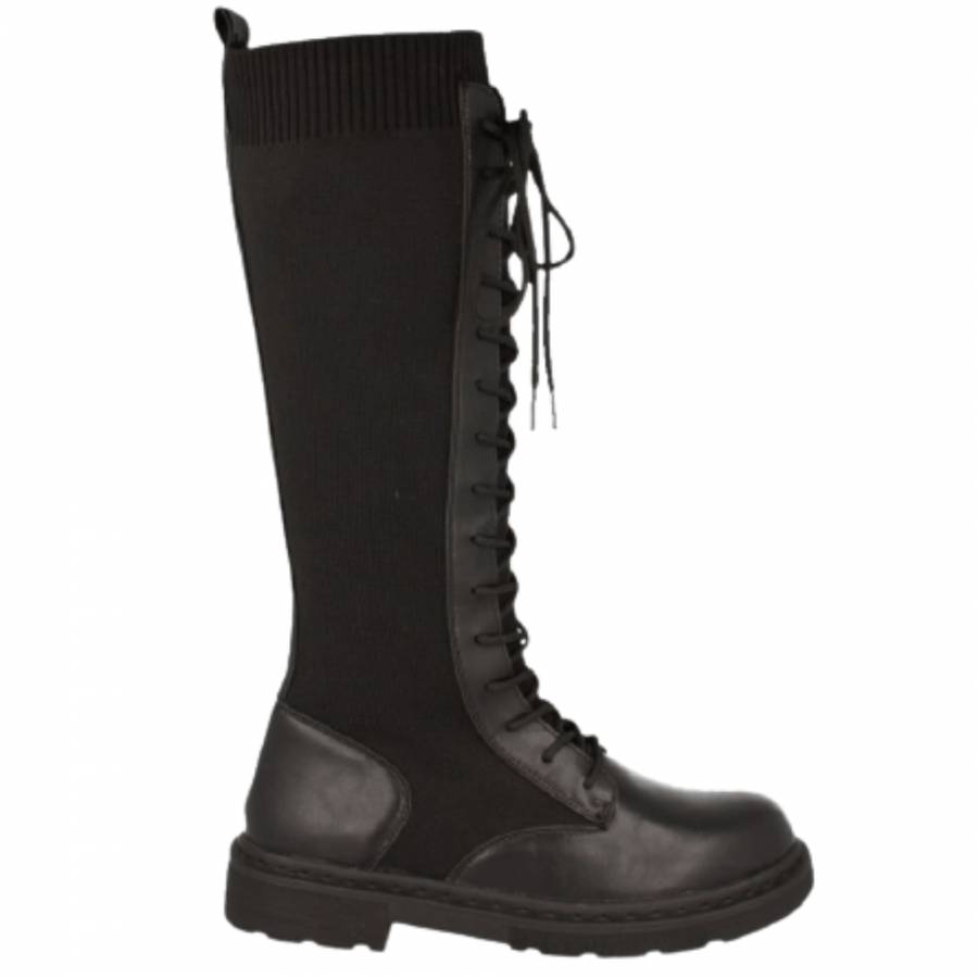 Bota alta cordones