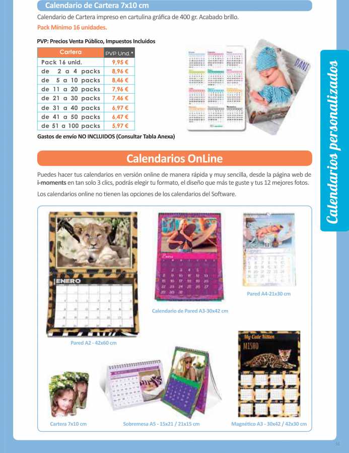 Calendarios personalizados con tus fotos