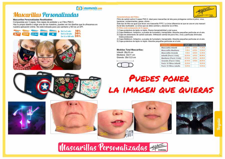 Mascarillas Personalizables y en tres tamaños
